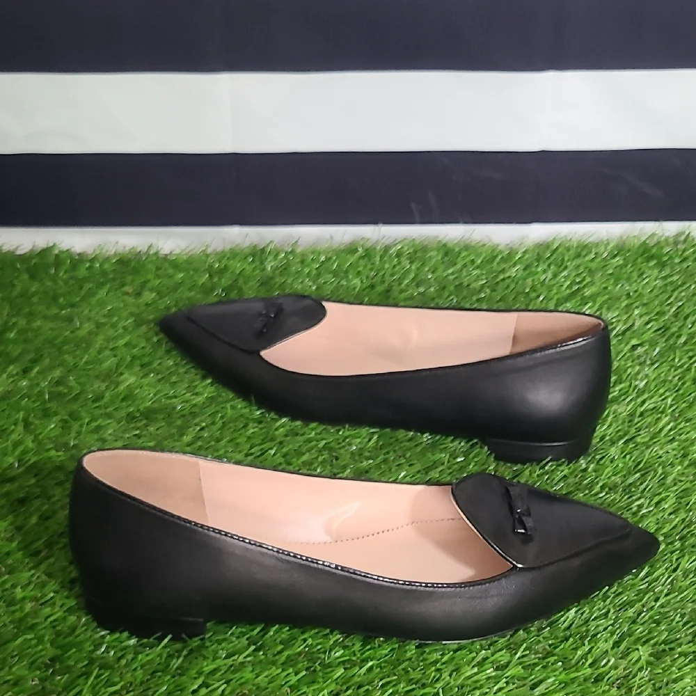 Black Leather Women's Flats